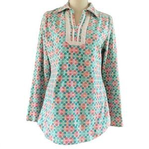 Talbots Turquoise Pink Dot Tunic S